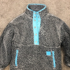 Justice Girls 10 Sherpa 1/2 Snap Pullover Gray Blue Zip‎ Pockets
